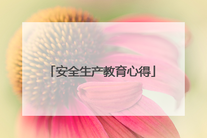 安全生产教育心得