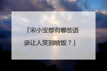 宋小宝都有哪些语录让人笑到喷饭?