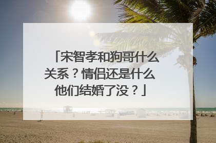 宋智孝和狗哥什么关系？情侣还是什么他们结婚了没？