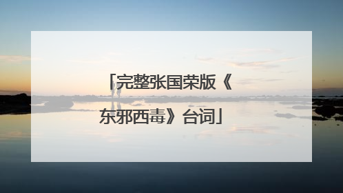 完整张国荣版《东邪西毒》台词