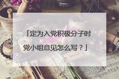 定为入党积极分子时党小组意见怎么写?