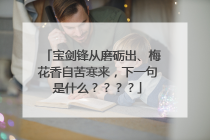 宝剑锋从磨砺出、梅花香自苦寒来，下一句是什么？？？？