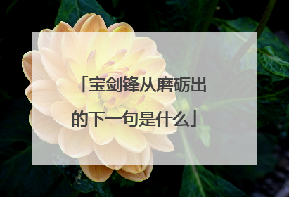 宝剑锋从磨砺出的下一句是什么