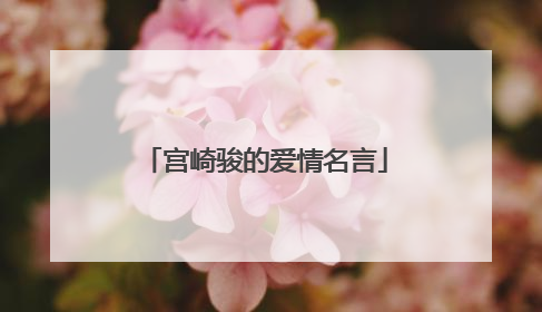 宫崎骏的爱情名言