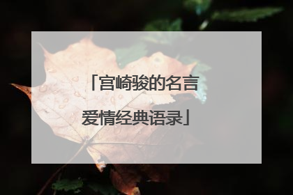宫崎骏的名言爱情经典语录