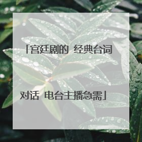宫廷剧的 经典台词对话 电台主播急需