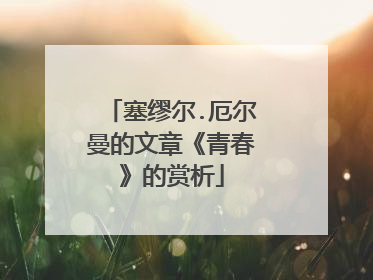 塞缪尔.厄尔曼的文章《青春》的赏析