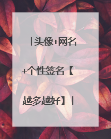 头像+网名+个性签名【越多越好】