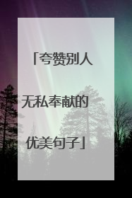 夸赞别人无私奉献的优美句子