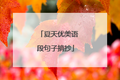 夏天优美语段句子摘抄