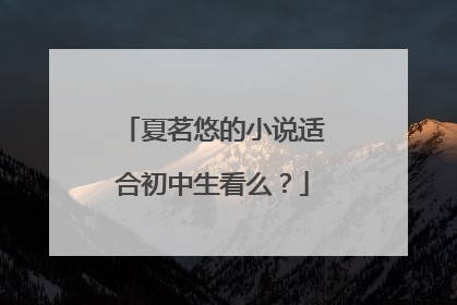 夏茗悠的小说适合初中生看么?