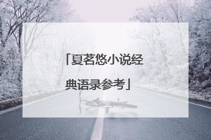 夏茗悠小说经典语录参考