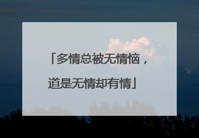 多情总被无情恼，道是无情却有情