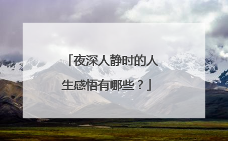 夜深人静时的人生感悟有哪些？