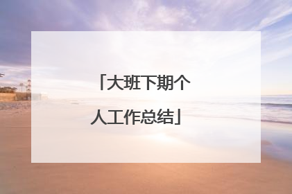 大班下期个人工作总结