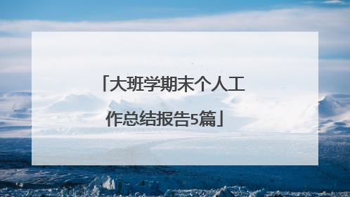 大班学期末个人工作总结报告5篇