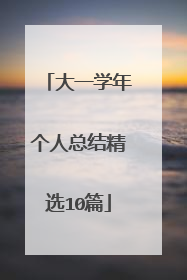 大一学年个人总结精选10篇