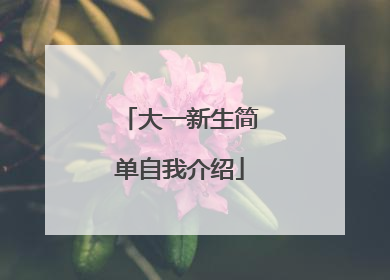 大一新生简单自我介绍