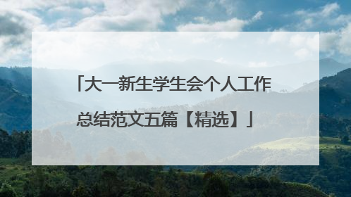 大一新生学生会个人工作总结范文五篇【精选】