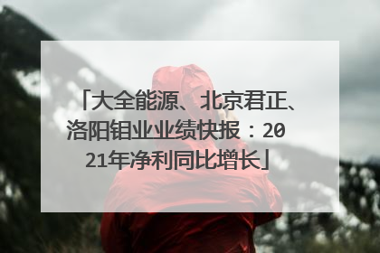 大全能源、北京君正、洛阳钼业业绩快报：2021年净利同比增长