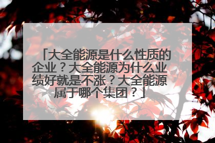 大全能源是什么性质的企业?大全能源为什么业绩好就是不涨?大全能源属于哪个集团?