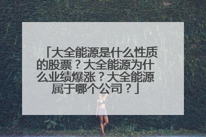 大全能源是什么性质的股票？大全能源为什么业绩爆涨？大全能源属于哪个公司？