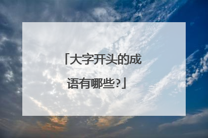 大字开头的成语有哪些?