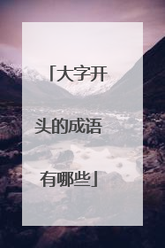 大字开头的成语有哪些