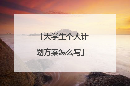 大学生个人计划方案怎么写