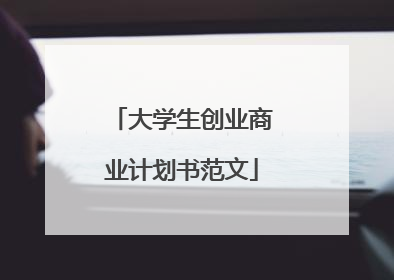 大学生创业商业计划书范文