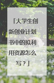 大学生创新创业计划书中的拟利用资源怎么写？
