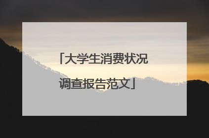 大学生消费状况调查报告范文