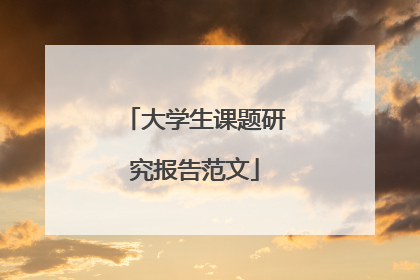 大学生课题研究报告范文