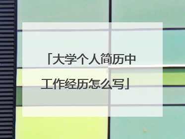 大学个人简历中工作经历怎么写
