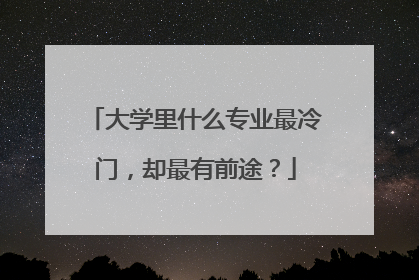 大学里什么专业最冷门,却最有前途?