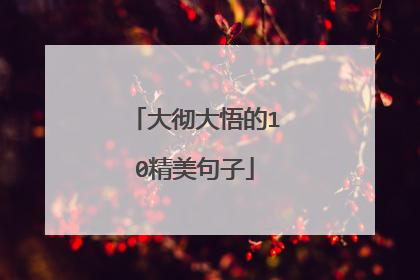 大彻大悟的10精美句子