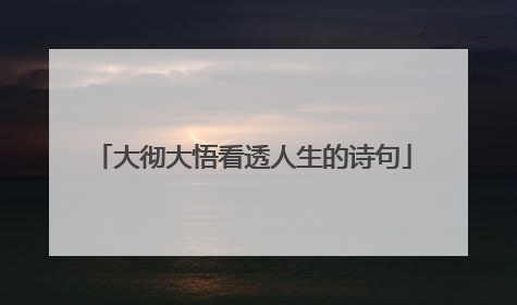 大彻大悟看透人生的诗句
