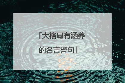 大格局有涵养的名言警句