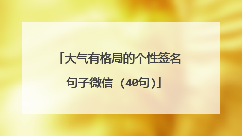 大气有格局的个性签名句子微信 (40句)