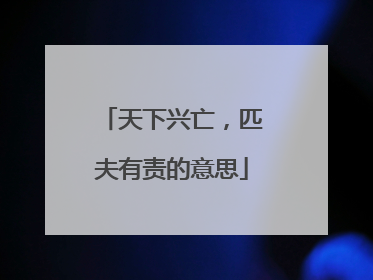 天下兴亡，匹夫有责的意思