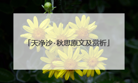 天净沙·秋思原文及赏析