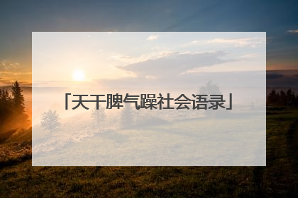 天干脾气躁社会语录