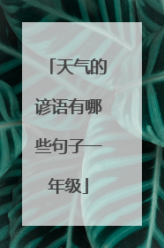 天气的谚语有哪些句子一年级
