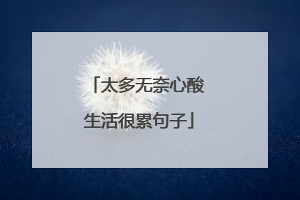 太多无奈心酸生活很累句子