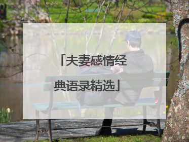 夫妻感情经典语录精选