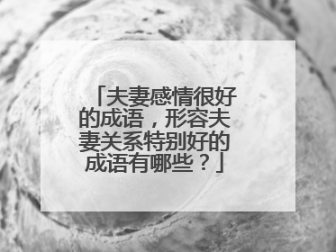 夫妻感情很好的成语,形容夫妻关系特别好的成语有哪些?