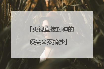 央视直接封神的顶尖文案摘抄