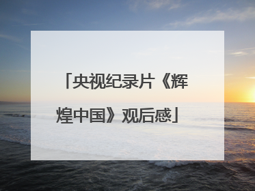 央视纪录片《辉煌中国》观后感