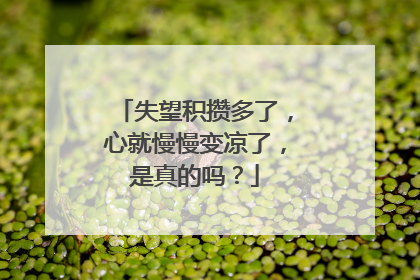 失望积攒多了,心就慢慢变凉了,是真的吗?