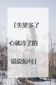 失望多了心就冷了的说说短句